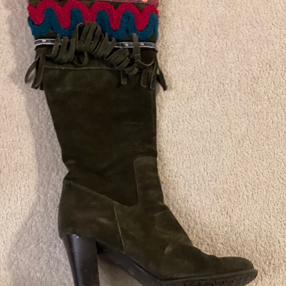 Paz di Apepazza Dark Green Suede Heeled Boots - Picture 4 of 9